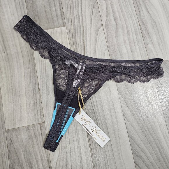FINAL SALE! Wolf & Whistle Ariana Gray Everyday Lace Thong Size US 12 - Picture 5 of 5